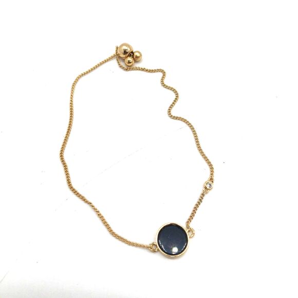 Black Onyx Bracelet Gold Dainty Chain Natural Onyx - Picture 4 of 4